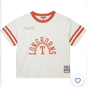 University of Texas Longhorns Women's Large Cropped Tee Mitchell  and Ness
